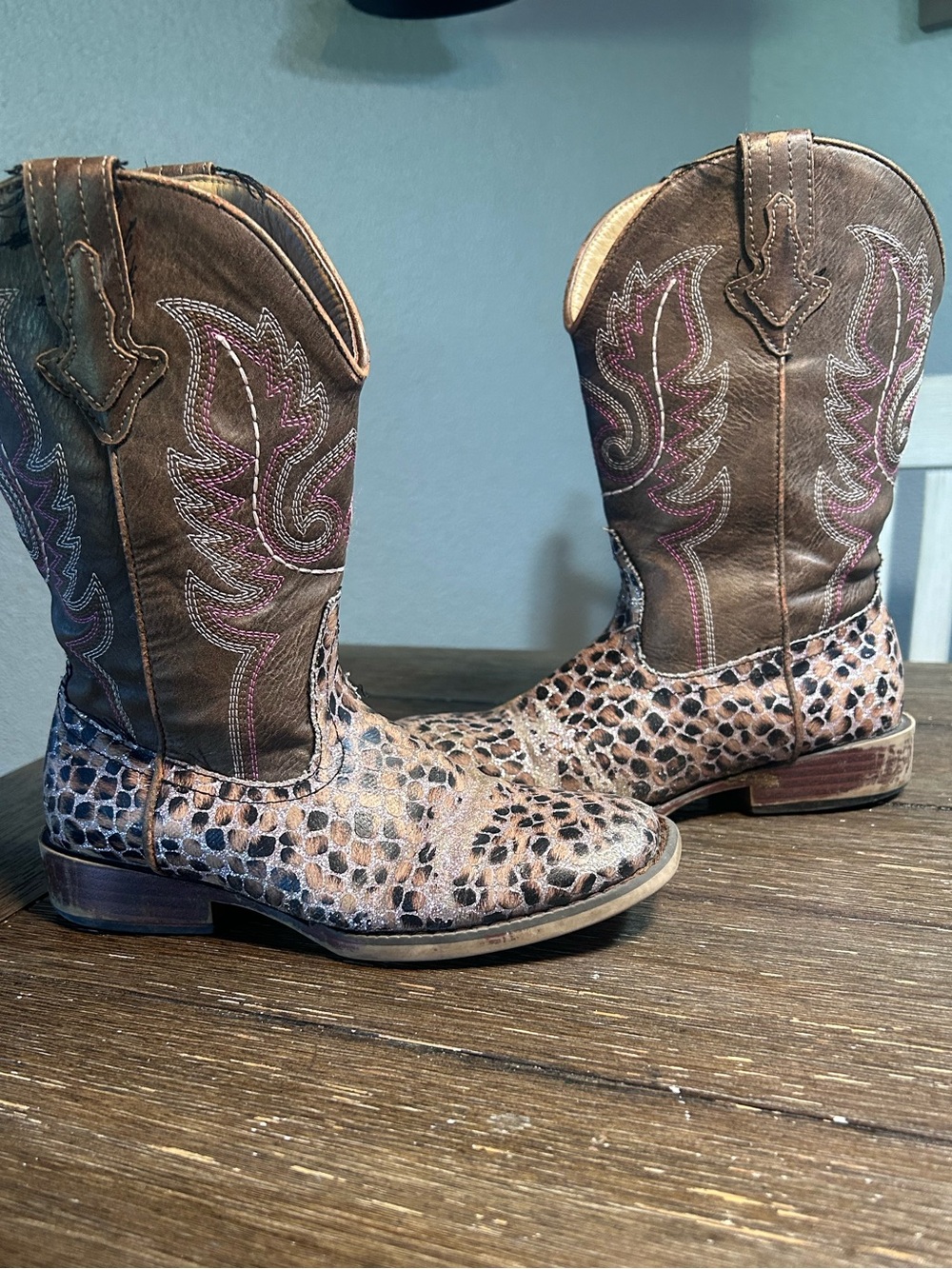 Roper leopard glitter wester boots size 1